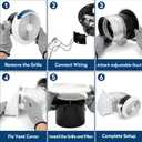 512M 6 Inch Through-the-Wall Exhaust Fan with White Grille, 80 CFM, 4.0 Sone, 16-Inch Retractable Duct, Household Ventilation Fan for Attic, Garage, Kitchen and Bathroom Exhaust Fan, Bathroom Vent Fan, 10 inches x 8 inches x 8 inches