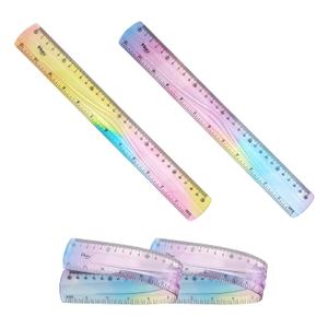 2 x 2pcs Flexible Rulers for School, 12 Inch/30 cm Bendable Ruler Soft Plastic Rulers Bulk Gradient Colored Flex Ruler with Centimeter and Inch Scales for Students Kids Classroom Office Home Supplies
