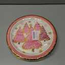 40Pcs 9 Inch Christmas Plates Merry Christmas Disposable Paper Plates Gold Foil Pink Xmas Tree Party Plates for Holiday Party Dinner Tableware Supplies Decor