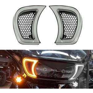 HDBUBALUS Motorcycle Headlight Vent Accent Turn Signal LED Indicator Side Lights For Harley Road Glide FLTRX 2015-2023 (Clear Lens)