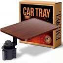 EMEVEL - 360 Rotating Wood Car Tray  Adjustable Car Desk & Car Table Tray, Cup Holder Table Fits Any Vehicle, Portable Table for Eating, Laptop, Travel, Work, Drive Thru Tray, Car Laptop Mount