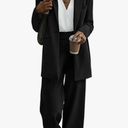 KIRUNDO Women Suits 2 Piece Set Business Casual Dressy Oversized Blazer Jacket and Wide Leg Dress Pantsuits Formal Outfits, Large