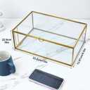 HighFree Vintage Glass Box with Lid - Clear Jewelry Glass Display Box Keepsake Box - Home Decor Decorative Box for Trinket Rings Bracelet (Gold, X-Extra Large)