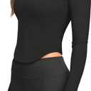 LASLULU Long Sleeve Workout Shirts for Women Lightweight Athletic Crewneck Gym Active Tops Casual Basic Fall Outfits Clothes(Black Medium)