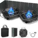 Camping Stove Propane, 2 Burner Camp Stove, 20,000 BTU Propane Camping Stoves, Portable Gas Stove with Windscreen, Storage Bag, Regulator for Picnic, BBQ, Tailgating