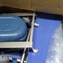 Bedside Commode Wheelchair with Drop Arms & Lockable Casters, Waterproof Aluminum Shower Chair, Anti-Tilt Foldable Footrest, Sponge Padded Seat, 330lbs Weight Capacity, 3 in 1 Bedside Commode Chair