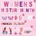 Womens History Month Bulletin Board Decorations Womens History Classroom Wall Decor Women's History Month Door Decoration Banner Backdrop March 8th Decorations for School International Women's Day