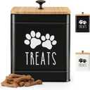 PERFNIQUE Dog Treat Container, Airtight Dog Treat Jar, Dog Cookie Jar for kitchen Counter, Pet Treat Container, Dog Food Storage, Treat Jars for Pets, Cat Treat Container, 7.8''x6.2 (Black)