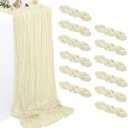 6 Pack Beige Cheesecloth Table Runners 35 x 120 Inch Rustic Boho Gauze Christmas Table Runner for Wedding Arch, Party Decoration, Bridal Shower, Reception, Farmhouse Dining Decor
