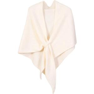 Winter Warm Shawl Wraps for Women Knitted Striped Knotted Cardigan Cape Soft Triangle Scarf Wrap Travel Elegant Tops Poncho (Beige)