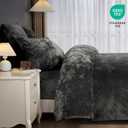 PHF Crushed Velvet Comforter Set King Size, 5-Piece Luxury Winter Bedding Sets with 2 Euro Shams, Heavyweight Warm Fluffy Velvet Bed Spread, Glam Home Decor, Grey