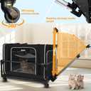 Petskd Side Expandable Extra Large Cat Carrier with Wheels and Litter Box, 24"x17"x17" Soft-Sided Pet Carrier for 2 Cats Under 55 lbs with Zipper Locks for Car Travel (Black)