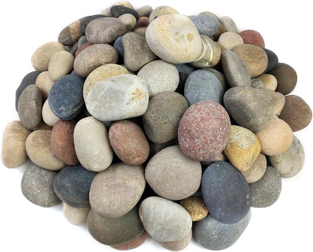 10 Pounds Large River Rocks, 3-4 Inch Natural Pebbles for Landscaping, Garden, Aquarium, Backyard and Indoor Water Fountains (Mixed)