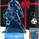 Soccer Night Light for Boys, 16 Colors Changing Dimmable with Remote, Siuuuu Celebration Figurine Lamp, Creative Soccer Decor Gifts for Girls Teens Men Birthday Christmas