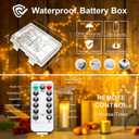JMEXSUSS 2 Pack Fairy Lights Battery Operated with Remote, Total 200 LED 66ft Battery Powered Christmas Lights, 8 Modes Twinkle String Lights for Bedroom, Indoor Christmas Tree Decor, Warm White