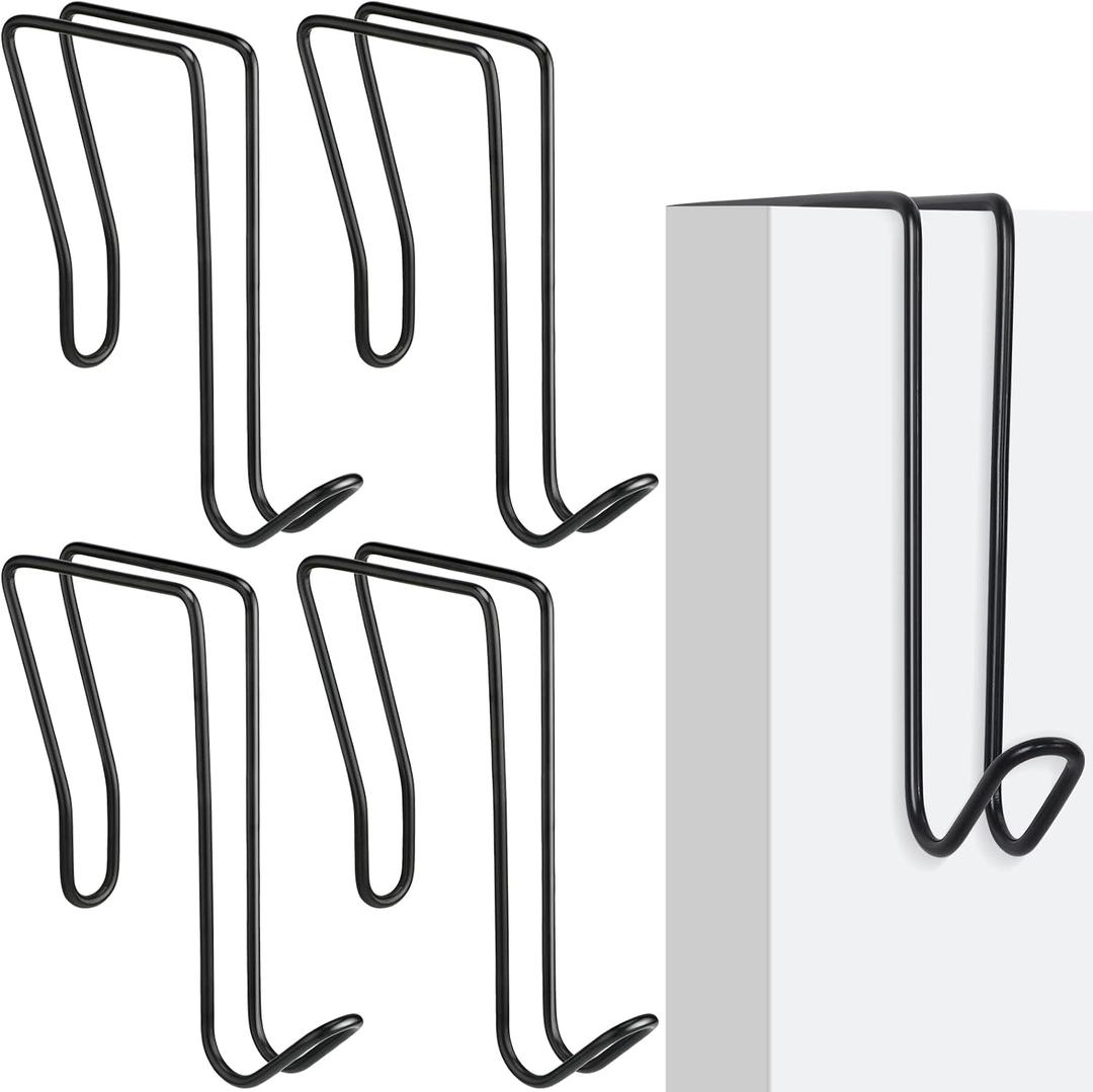 Oudain 4 Pack Wire Cubicle Hooks for Coat Wall Panel Over Cubicle Hanger Accessories for Office Partition Door Picture (Black)