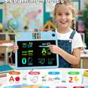 Multifunctional LCD Writing Tablet for 4-9 Kids Dual-Screen Pad9 Learning Themes Charging Erasable Board with Extra Stylus Lock Switch,Educational Learning Toys Birthday Gifts for Girls Boys (Blue)