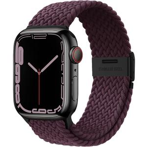 Qimela Compatible with Apple Watch Band 38mm 40mm 41mm 42mm 44mm 45mm 46mm 49mm for Women Men,Sport Solo Loop Strap Stretchy Nylon Braided Wristband for iWatch Series 11 10 9 8 7 6 5 4 SE Ultra 3 2 1