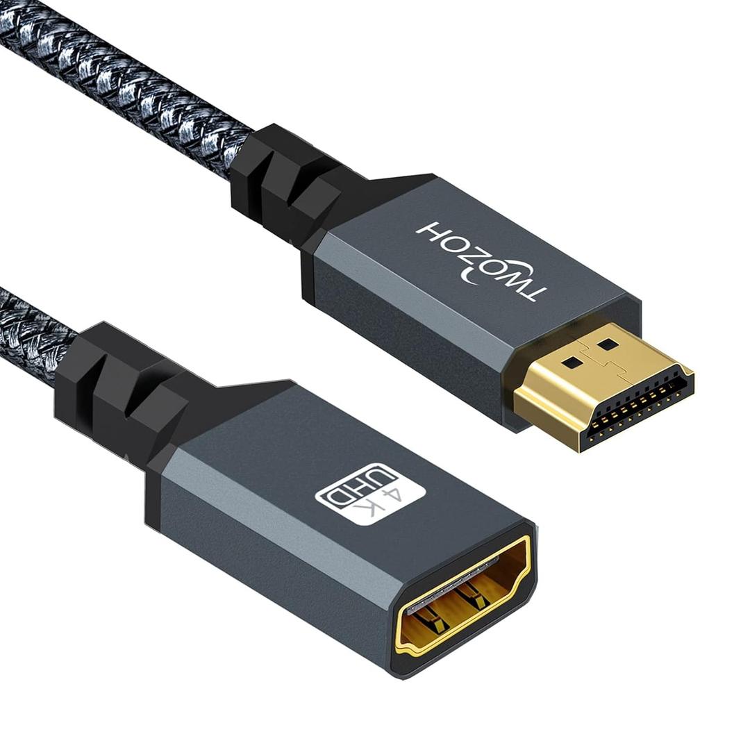 Twozoh HDMI Extension Cable 15FT, HDMI Male to Female HDMI Cord, HDMI 2.0 Cable Adapter Support 4K@60Hz 3D HDR
