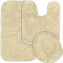 Garland Rug Serendipity Beige Linen 3 Piece Set (Toilet Cover, Contour Rug, Bath Rug) Shaggy Nylon Washable Bathroom Rug Set - Soft, Absorbent, and Stylish for Your Bathroom