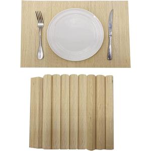 ANDSTAR Bamboo Placemats Set of 8 Waterproof - 12x18 Inch Reusable Table Mats for Dining, Eco-Friendly Heat Resistant Dishwasher Safe Kitchen Decor, Farmhouse Style Home Gift (Natural Color)