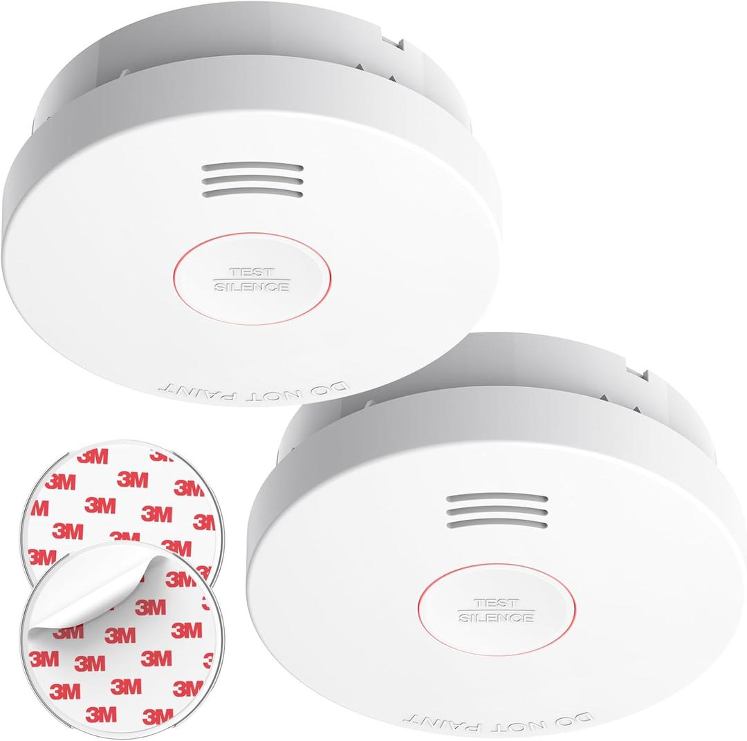 SITERLINK Smoke Detectors 10 Year Battery Operated,UL217-9th Listed Smoke Alarm with Test-Silence Button,Photoelectric Sensor Fire Alarms Smoke Detectors with LED Lights for Home, GS525A (2 Pack)