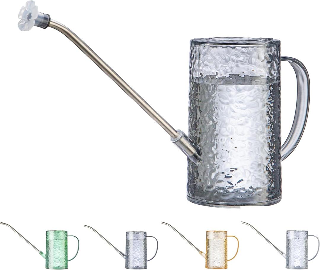 Long Spout Watering Can Indoor Plants, Small Watering Cans for House Plants, Flowers, Succulents 34oz (Gray)