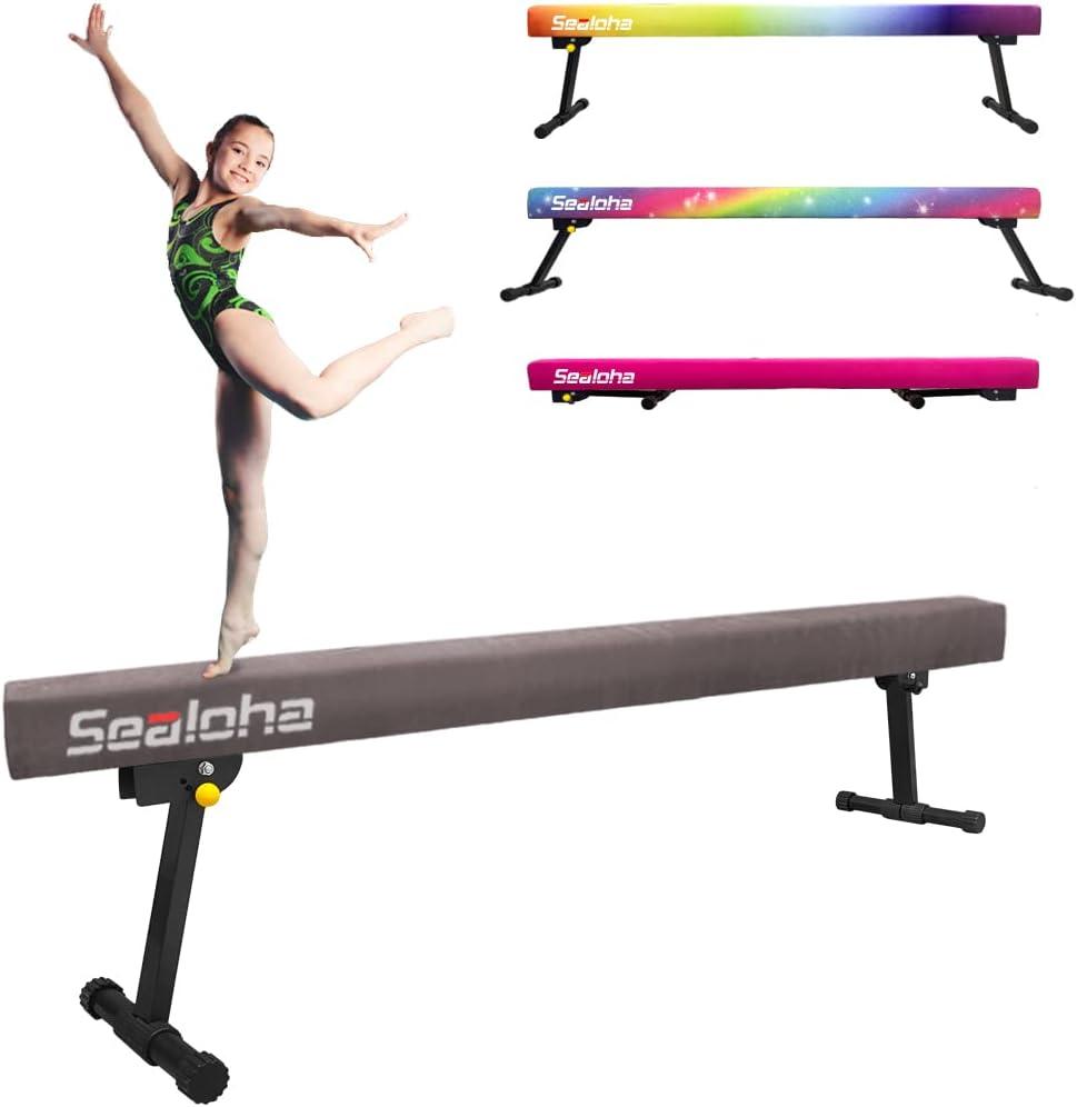 8ft Ultrasimple Adjustable&Foldable Balance Beam,High-Low Floor Beam Suede Gymnastics Equipment,No Tool Require, Gymnastics Beam for Training&Professional HomeTraining, Length: 8FT & Height: 7''-23''