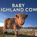 Baby Highland Cow Calendar 2026 Wall Cows Gifts For Cow Lovers Monthly Calender 12 Month | American Made In The USA