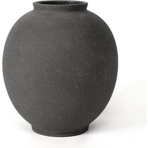 Black Ceramic Large Vase - 9.84 Inch Round Modern Ceramic Vases,Tall Vase for Decor Living Room Table Decor and Festive Home Interiors