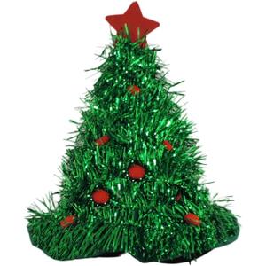 Green Tinsel Christmas Tree Holiday Novelty Costume Party Hat