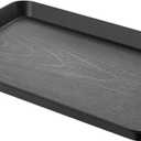 Black Serving Trays with Handles, 16 x 11 inch Rectangular Non Skid Multi-Purpose Plastic OttomanTray for Restaurant, Parties, Coffee Table, Kitchen