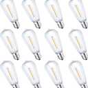 12Pack E17 LED Bulbs ST40 Replacement Light Bulbs, 0.6Watt Per Bulb, Waterproof Shatterproof Dimmable LED Replacement Bulbs for Indoor Outdoor Patio Wedding ST40 String Lights, Warm White, 2700K