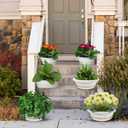 Hanging Planters, 5 Pcs 11" Hanging Pots, White Hanging Flower Pots, Hanging Plant Pots Baskets for Plants with Drainage Trays, Hanging Chains and Ceiling Hooks, Come with Free Garden Tools Set