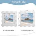 4x4 Picture Frame with Mat for 3x3, Wavy Edge Wooden Real Glass Photo Frame for Tabletop and Wall Hanging, White, 1 Pack
