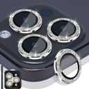 Camera Lens Protector for iPhone 14 Pro & iPhone 14 Pro Max, Tempered Glass Lens Protector Aluminum Alloy Ring Camera Cover Fits for iPhone 14 Pro/iPhone 14 Pro Max (Glitter Silver)
