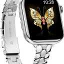 Narrow Band Compatible with Apple Watch Band 42mm (Series 11 10), 41mm (Series 9 8 7), 40mm (SE 3 2 1 Series 6 5 4), 38mm (Series 3 2 1), iwatch Dressy Slim Thin Metal Bands for Women Silver