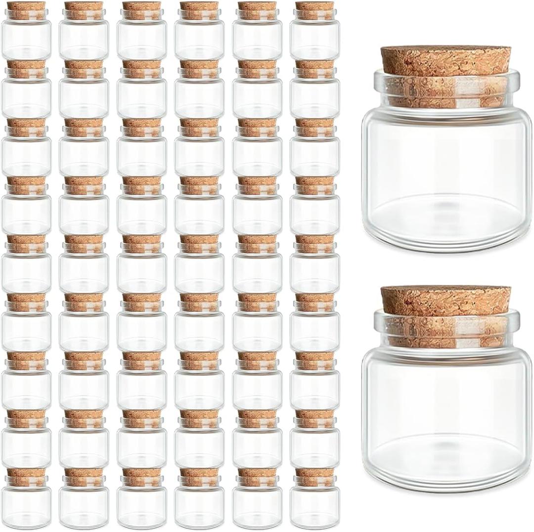56-Pack 0.68 oz (20 ml) Glass Bottles & Test Tubes with Cork Stoppers for Spell Jars, Spice Storage, DIY Favors, Travel Memories, Plant Propagation Empty Recyclable Containers for Crafts, Kitchen