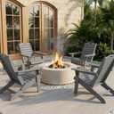 Folding Adirondack Chair with Retractable Ottoman, Weather Resistant Fire Pit Chair Patio Chair with 2 Cup Holder Lawn Outdoor Lounge Chair (Grey)