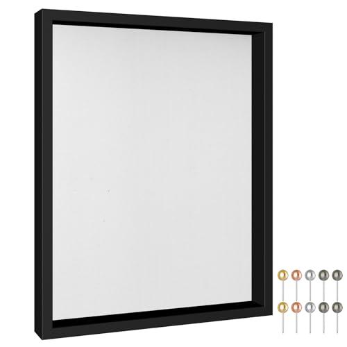 Califortree 12x16 Large Shadow Box Frame with Soft Linen Back - Metal Push Pins Included, Memory Shadow Box Display Case for Bouquet Awards Medals Wedding Photos and More, Black
