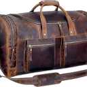 20" Vintage Duffel Classic Style with Modern Outlook Retro Thick Full Grain Cowhide Handmade Airplane Underseat Carry On Bags Leather Gym Overnight Luggage Bag