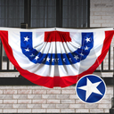 G128 USA Pleated Fan Flag 3x6 Ft American USA Bunting Flags Outdoor Embroidered Patriotic Memorial Day Independence Day 4th of July Decoration Red White Blue