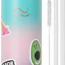 [2-IN-1 LID] Insulated Water Bottle with Silicone Boot (36hrs Cold/18hrs Hot) - DIY Stickers, Leakproof, BPA Free, 24 oz (Hydrangea)