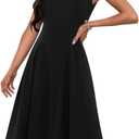 FANDEE Women's Sleeveless Cocktail Dress Vintage A Line Fit and Flare Elegant Midi Dresses for Women with Pockets, 2XL