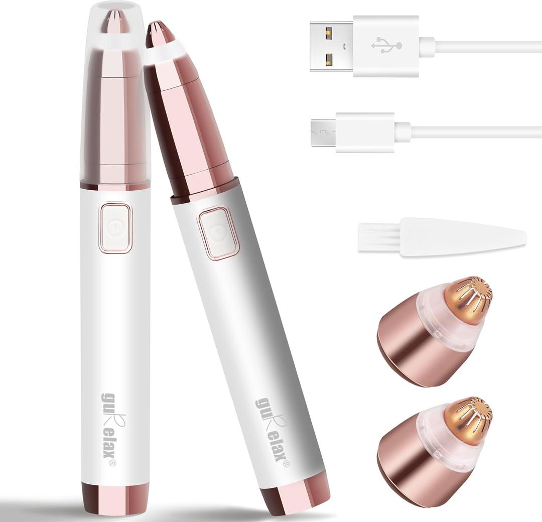 gurelax Electric Eyebrow Razor for Women, Eyebrow Hair Remover, Painless Eye Brow Trimmer Shaper with LED Light, USB Rechargeable, Eye Brow and Face Epilator as Stockings Stuffers (White-4)