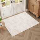 RUGSREAL Small Area Rug 2x3 Entryway Mat with Rubber Backing Stain Resistant Throw Carpet Modern Solid Color Bath Mat Contempowary Washable Rug for Living Room Bedroom Dining Room Kitchen, Beige 2x3