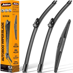 AUTOBOO 26"+17" Windshield Wipers Blades Replacement for Honda HRV HR-V 2023-2025 with 12 Inch Rear Wiper Blade -Original Factory Quality (Pack of 3)