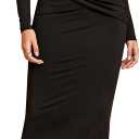 URYIAO Women's Long Sleeve Ruched Bodycon Maxi Dress Fall Winter Formal Elegant Cocktail Party Dresses (Black, XL)