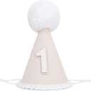 Boho First Birthday Hat-Natural 1st Birthday Boho Decorations,One Birthday Costume Headwear,Cake Smash Photo Prop (White)
