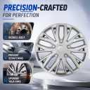 17 Inch Silver Hubcaps with Adjustable Steel Retention Rings, Premium ABS Universal Fit, Set of 4 Wheel Covers (Silver)